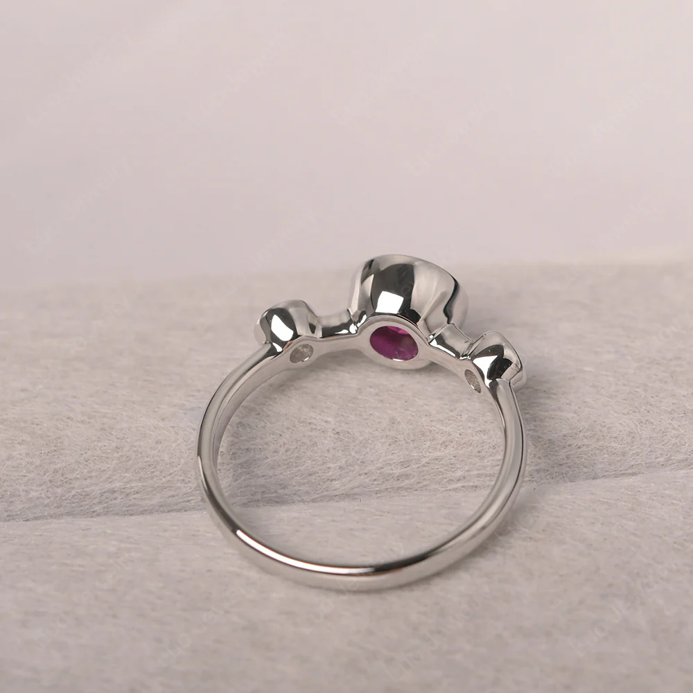 Ruby 3 Stone Bezel Set Ring - Image 3