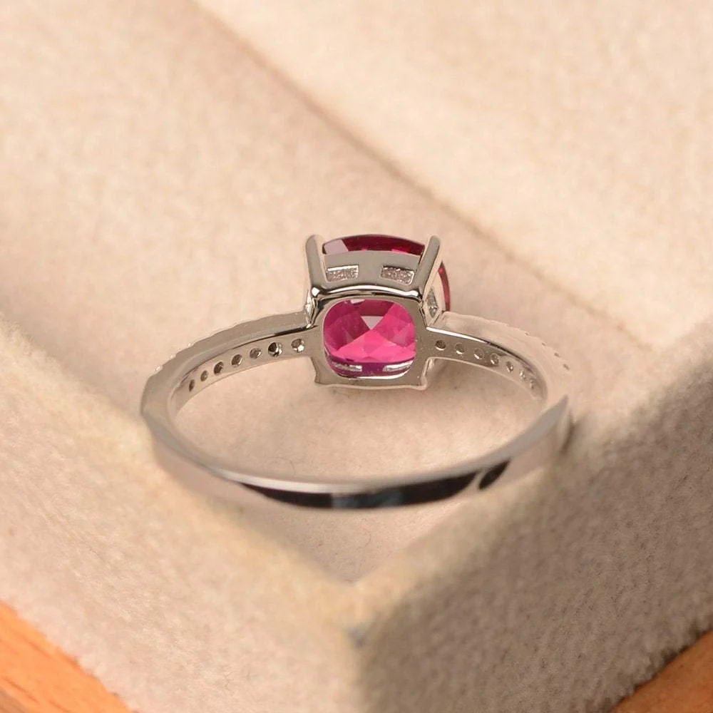 Cushion Cut Ruby Promise Ring - Image 4