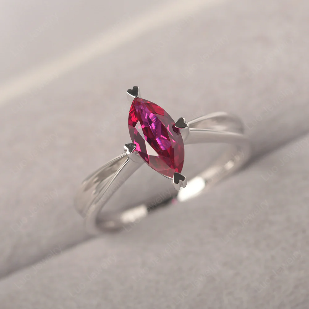 Marquise Ruby Concave Ring - Image 2
