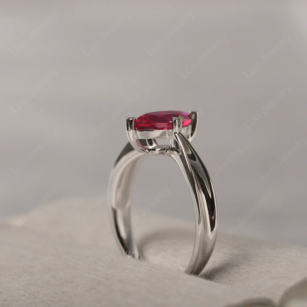 Marquise Ruby Concave Ring - Image 4