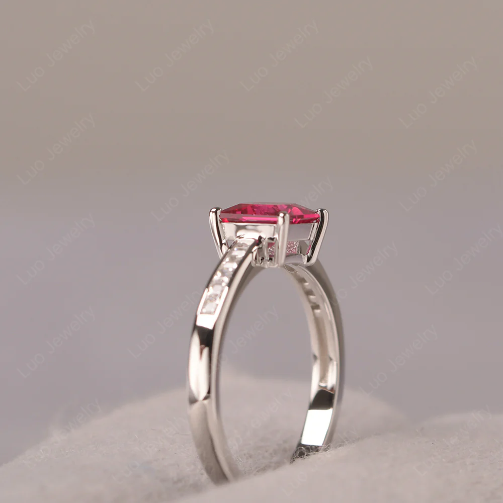 Princess Cut Ruby Promise Ring - Image 4