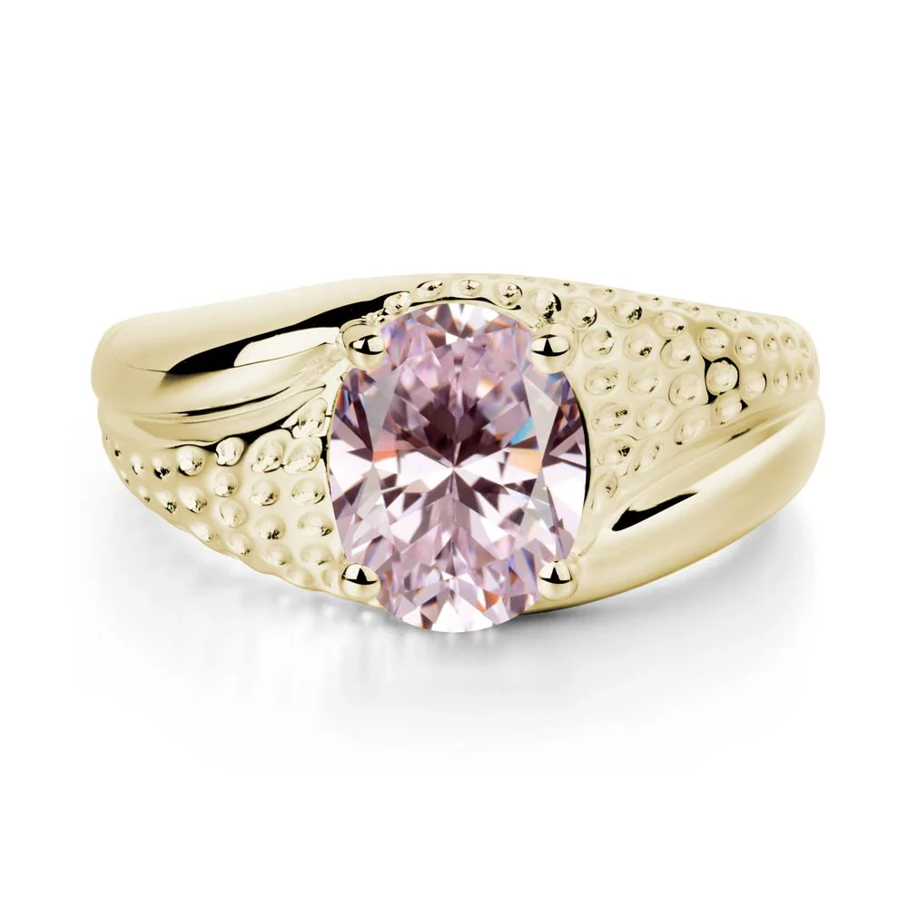 Rugged Oval Pink Cubic Zirconia Ring for Men - Image 3