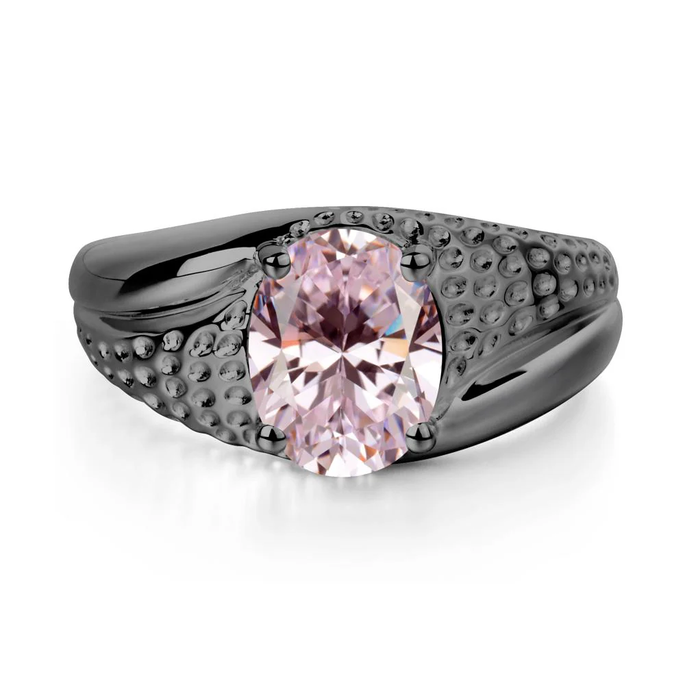Rugged Oval Pink Cubic Zirconia Ring for Men - Image 7