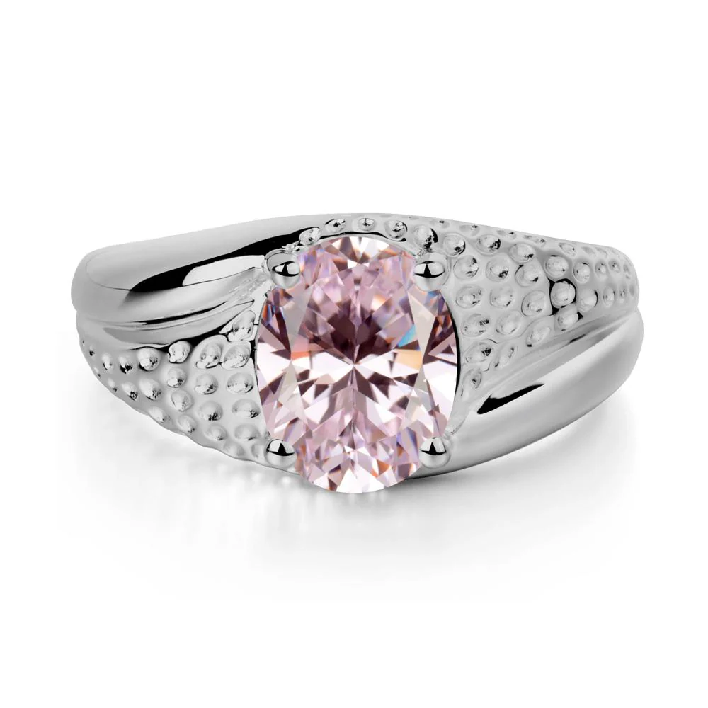 Rugged Oval Pink Cubic Zirconia Ring for Men - Image 8