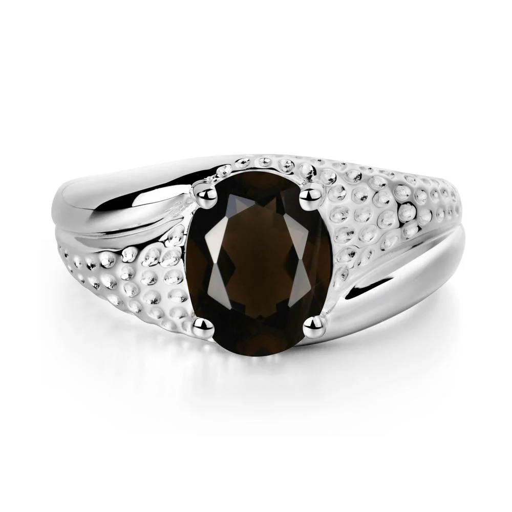 Rugged Oval Smoky Quartz Ring for Men - Image 2