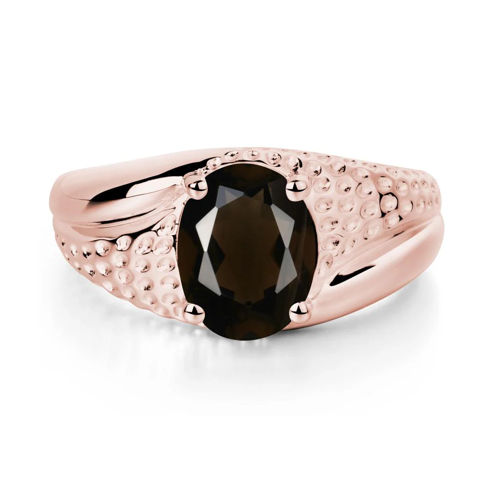 Rugged Oval Smoky Quartz Ring for Men - Image 4