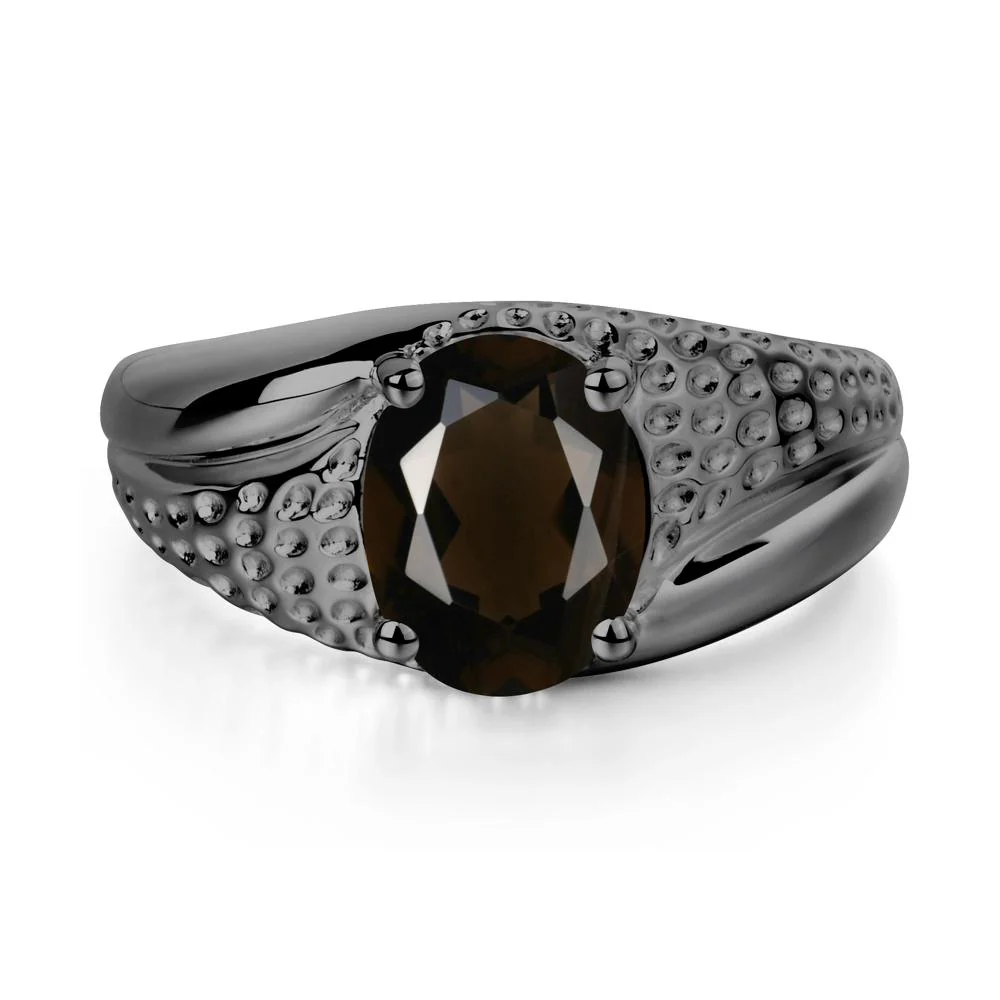 Rugged Oval Smoky Quartz Ring for Men - Image 7