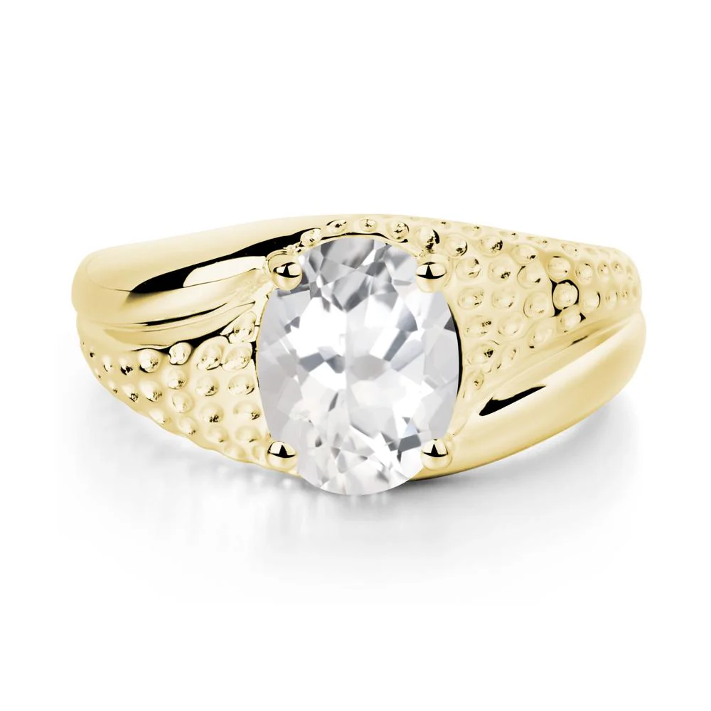 Rugged Oval White Topaz Ring for Men - Image 6