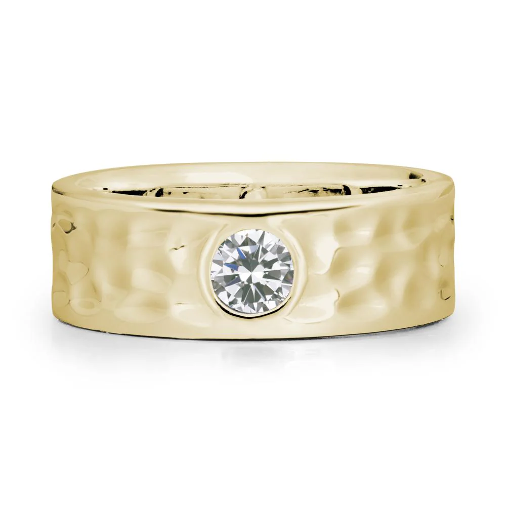 Rustic Hammered Wide Band Cubic Zirconia Ring - Image 4