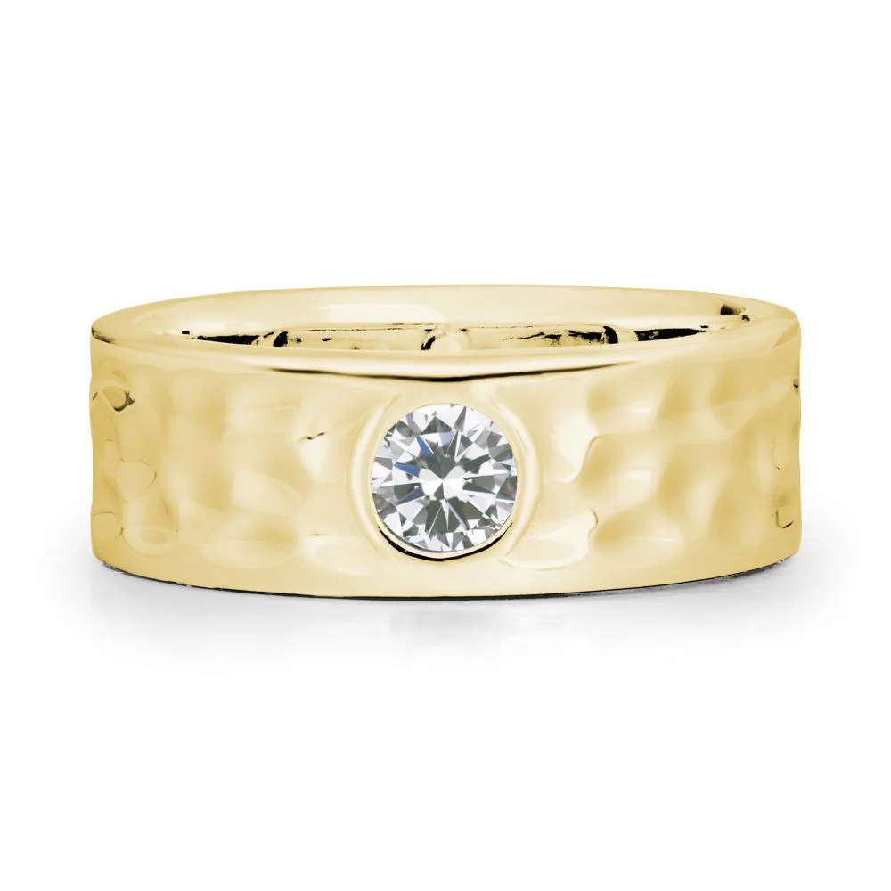 Rustic Hammered Wide Band Cubic Zirconia Ring - Image 7