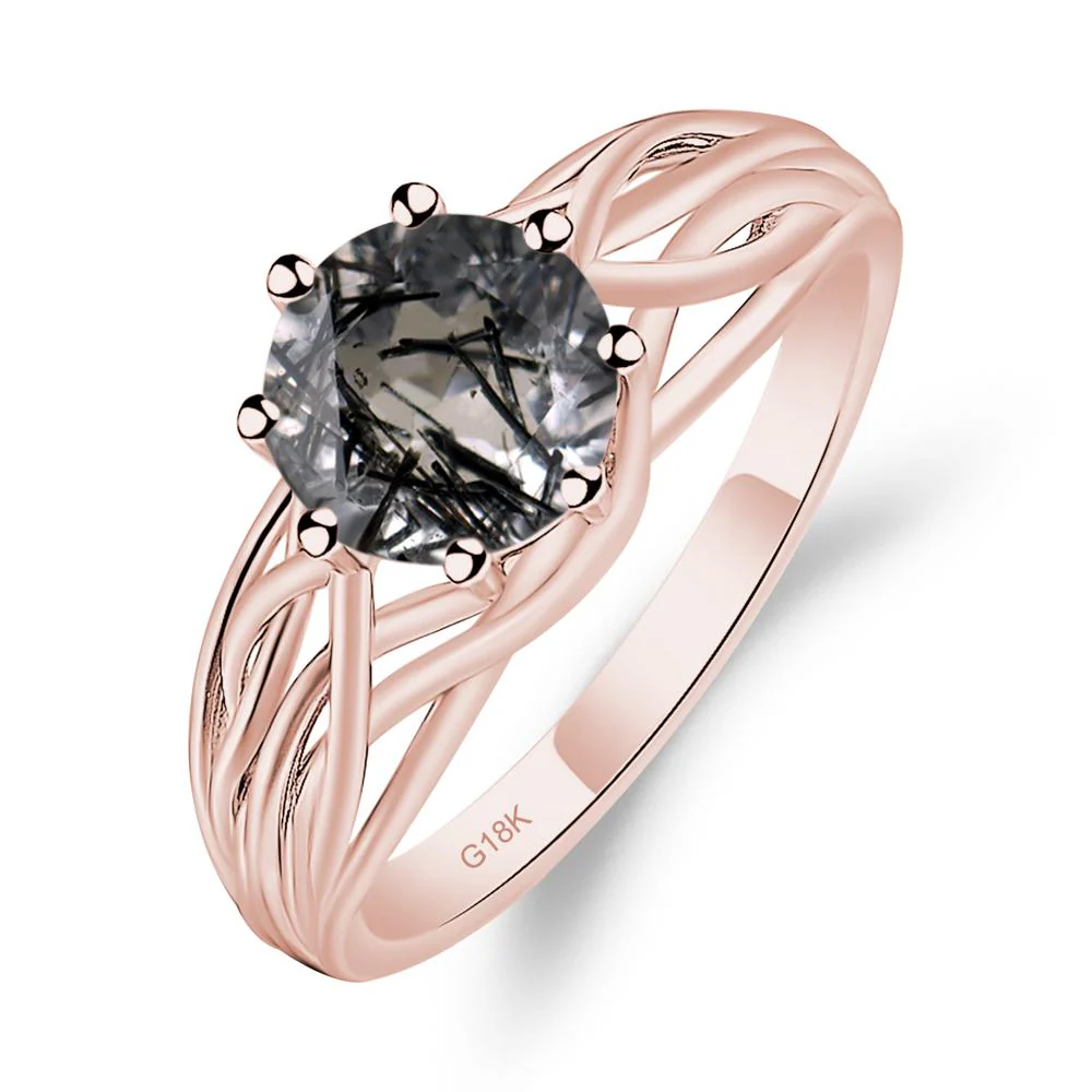 Black Rutilated Quartz Intertwined Ring - Image 9
