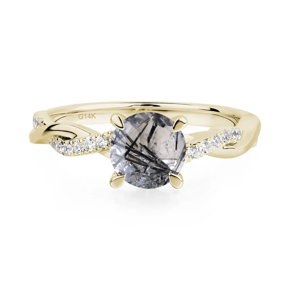 Black Rutilated Quartz Twisted Engagement Ring - Image 4