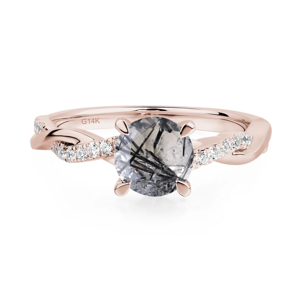 Black Rutilated Quartz Twisted Engagement Ring - Image 5