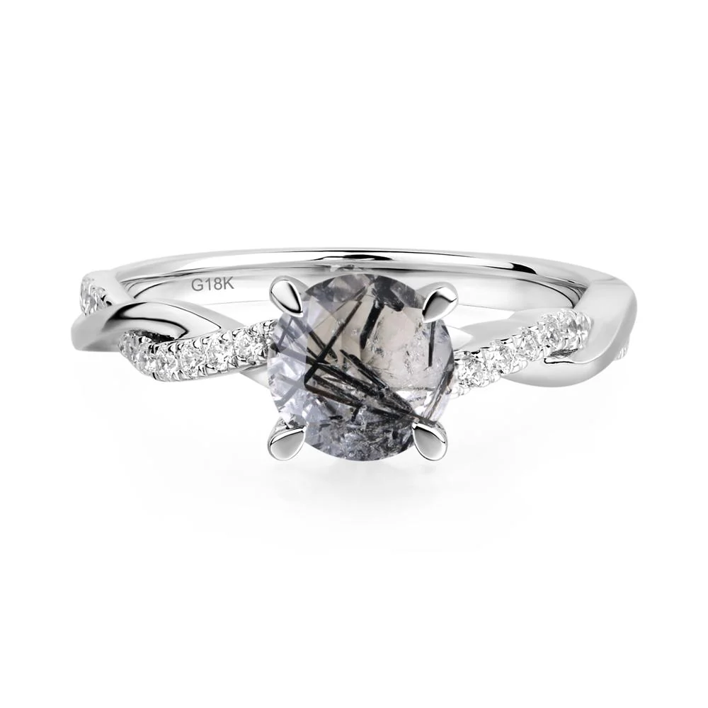Black Rutilated Quartz Twisted Engagement Ring - Image 6