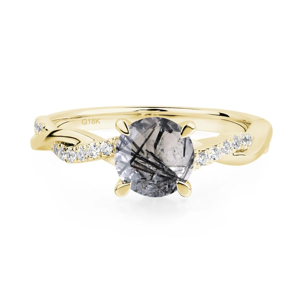 Black Rutilated Quartz Twisted Engagement Ring - Image 7