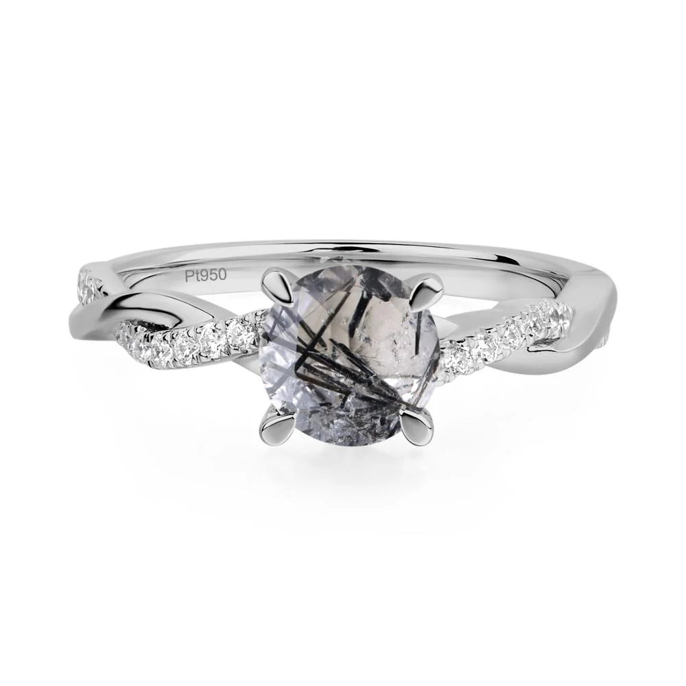 Black Rutilated Quartz Twisted Engagement Ring - Image 9
