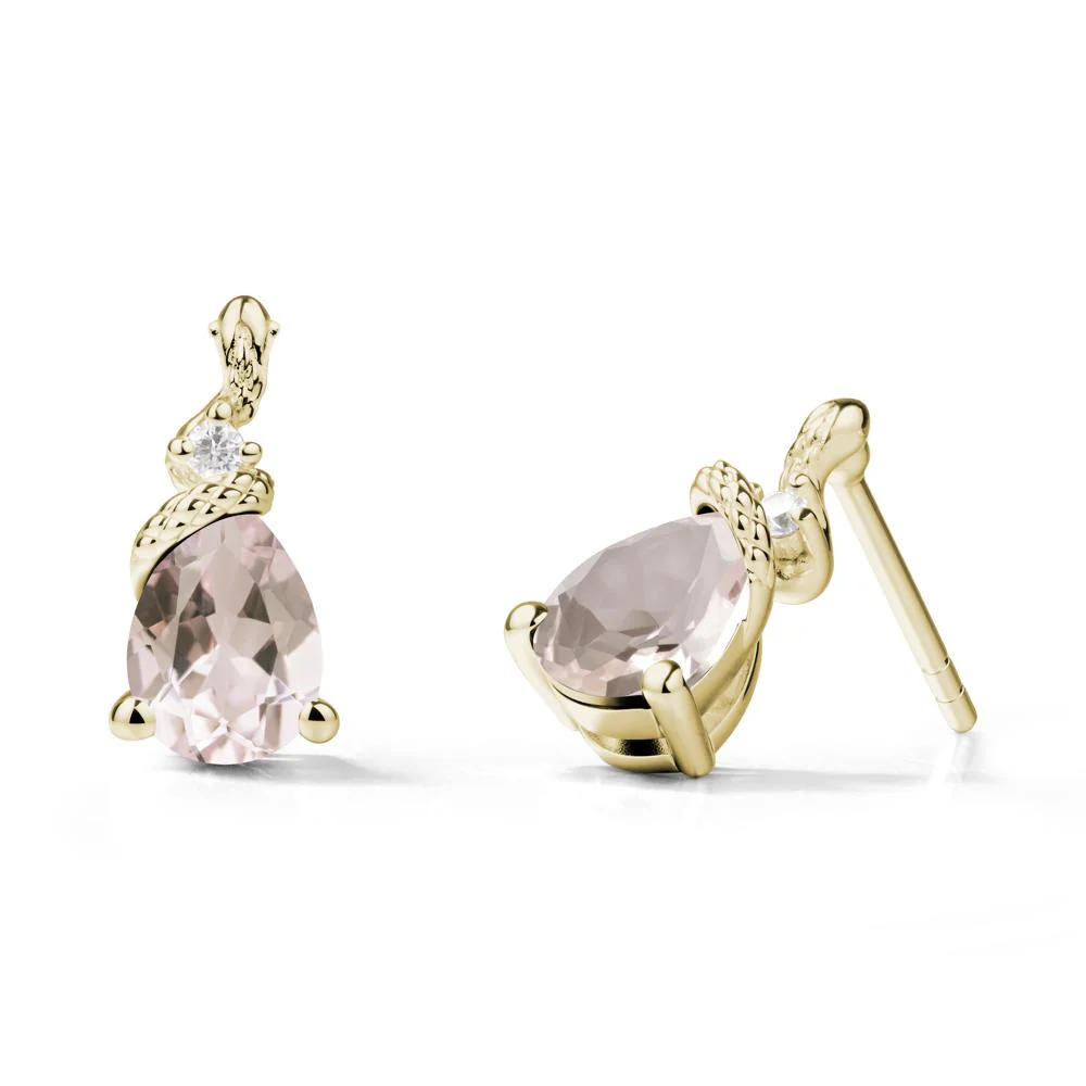 Snake Inspired Teardrop Morganite Stud Earrings - Image 4