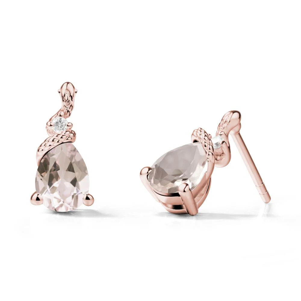 Snake Inspired Teardrop Morganite Stud Earrings - Image 5