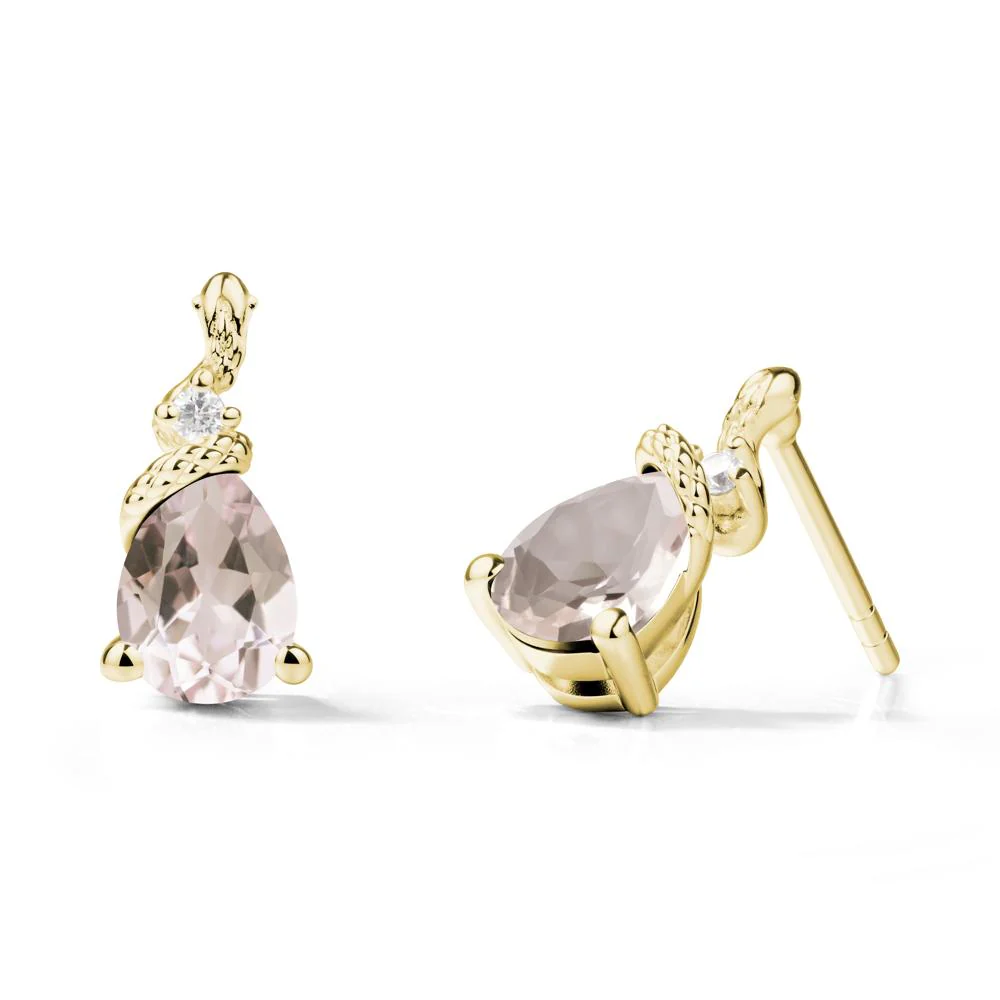 Snake Inspired Teardrop Morganite Stud Earrings - Image 7