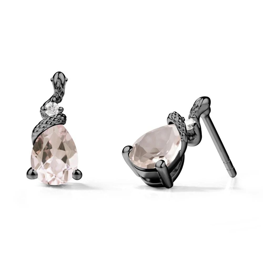 Snake Inspired Teardrop Morganite Stud Earrings - Image 8
