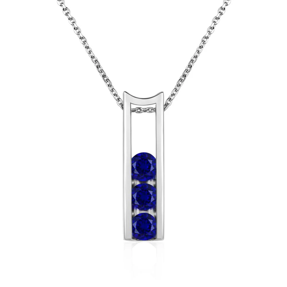 Sapphire 3 Stones Mothers Necklace - Image 3
