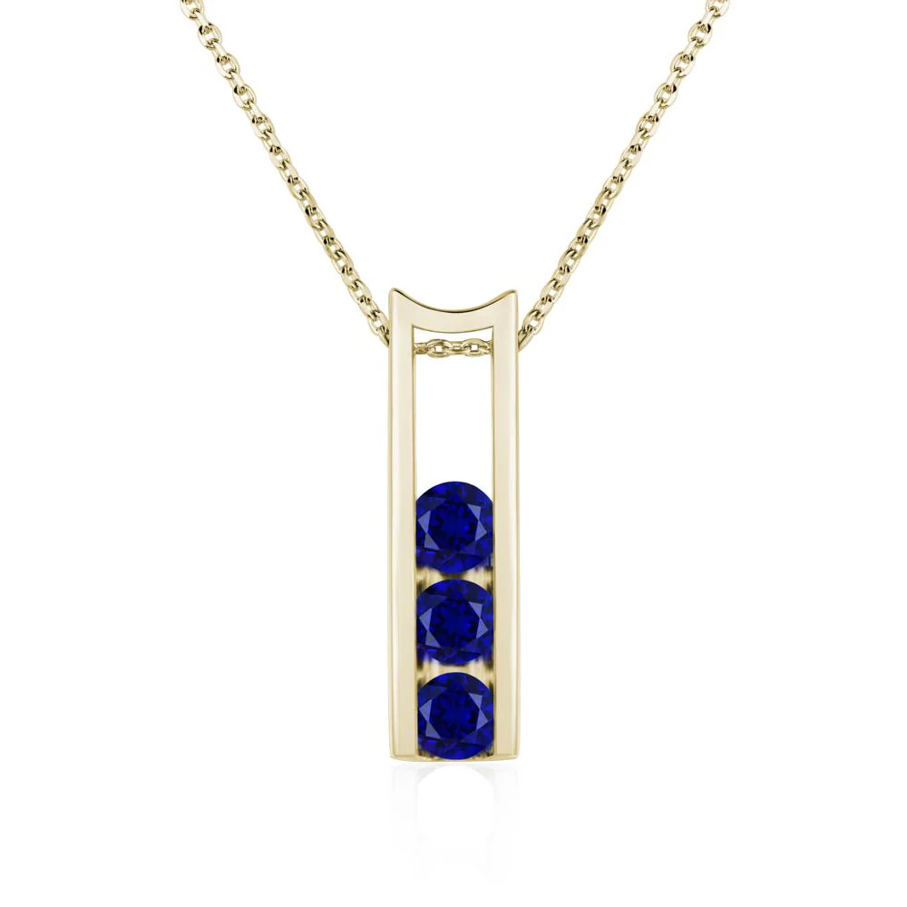 Sapphire 3 Stones Mothers Necklace - Image 4
