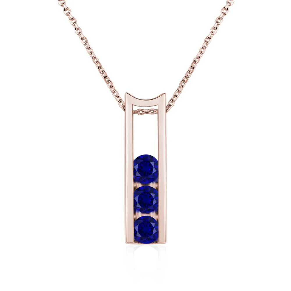 Sapphire 3 Stones Mothers Necklace - Image 5