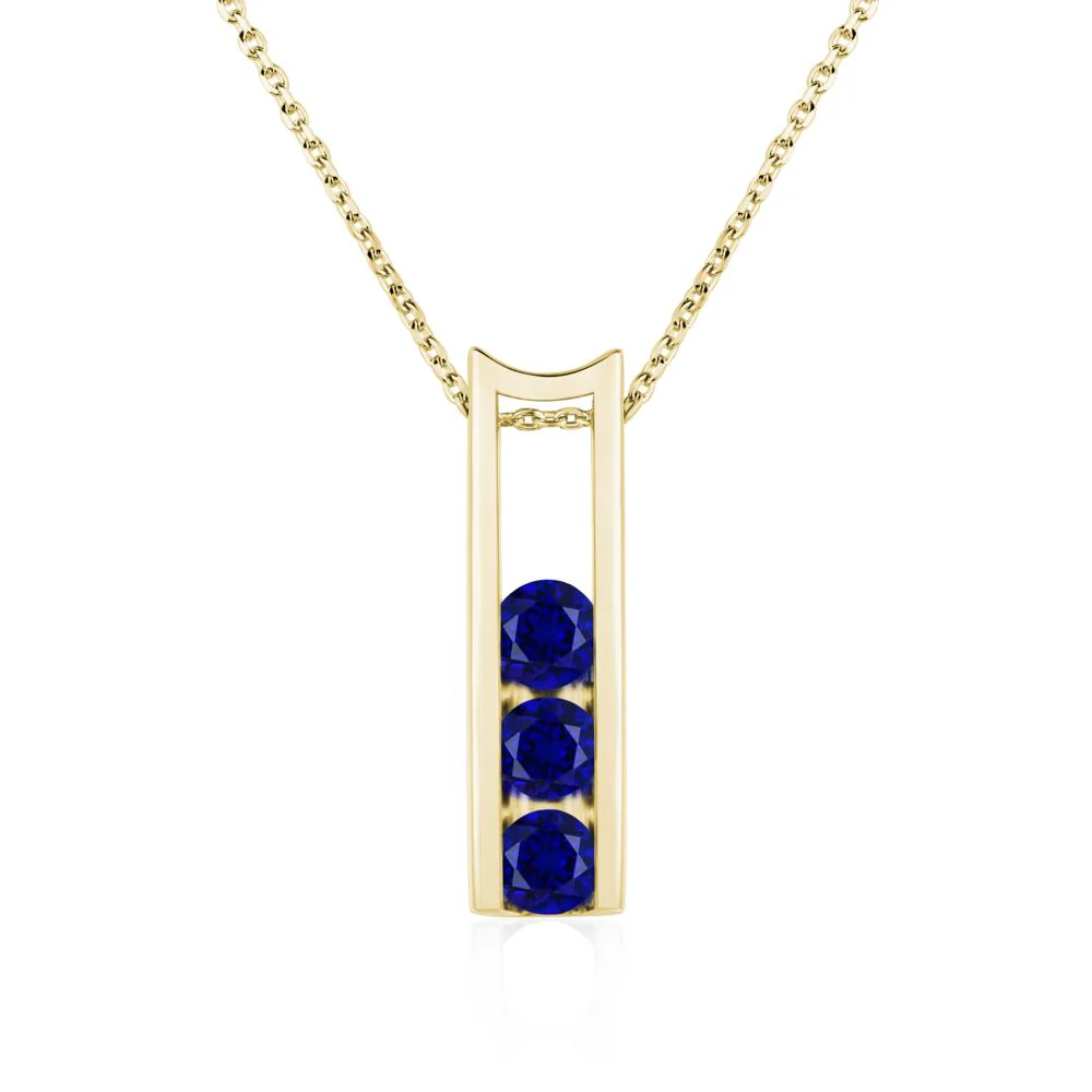 Sapphire 3 Stones Mothers Necklace - Image 8