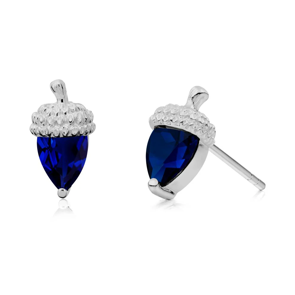 Sapphire Acorn Earrings - Image 3