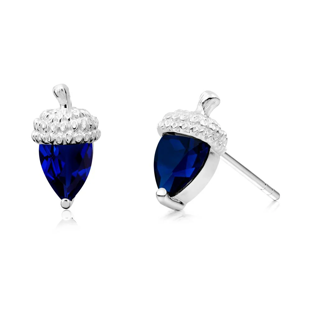 Sapphire Acorn Earrings - Image 7