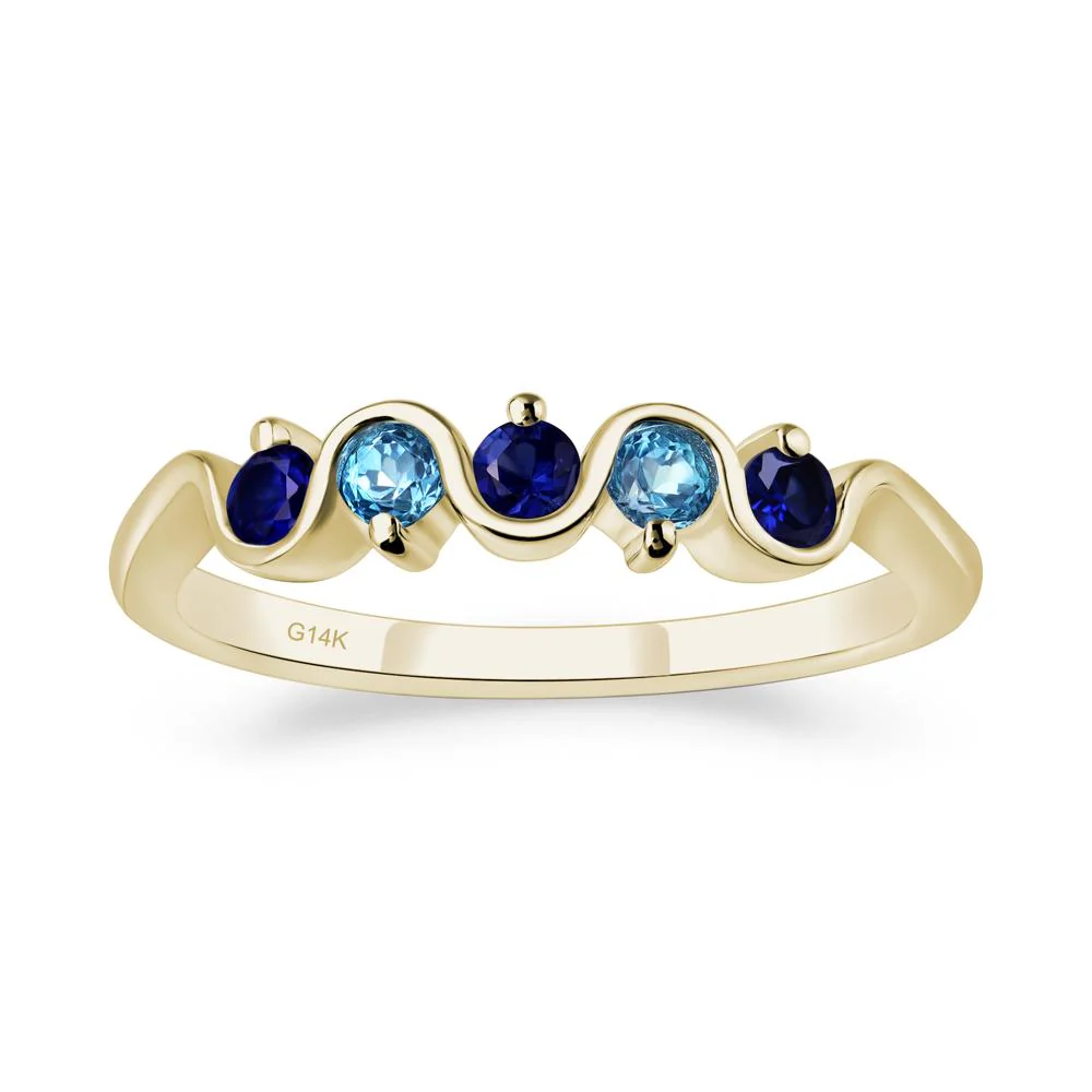 Sapphire and Swiss Blue Topaz Band Ring