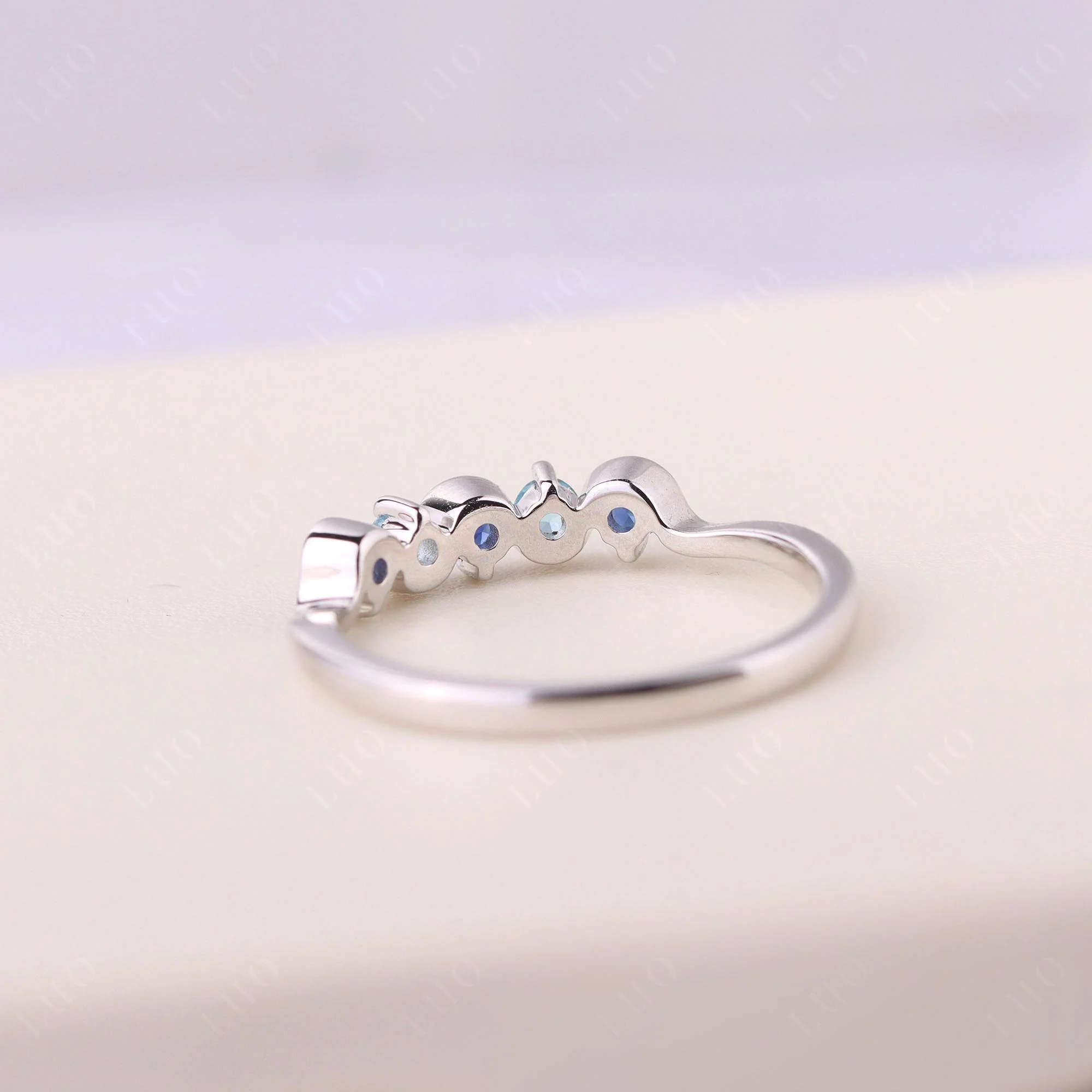 Sapphire and Swiss Blue Topaz Band Ring - Image 12