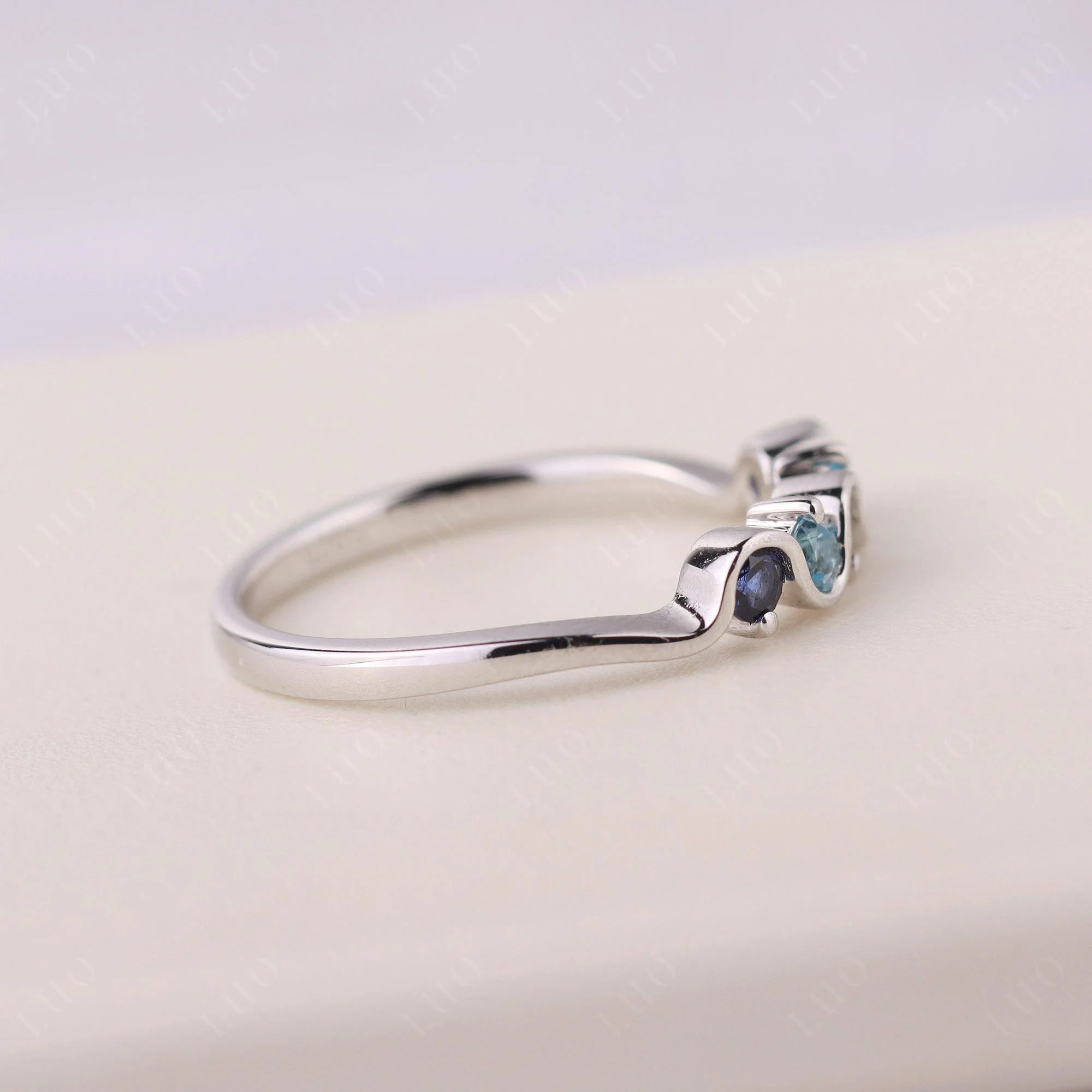Sapphire and Swiss Blue Topaz Band Ring - Image 13
