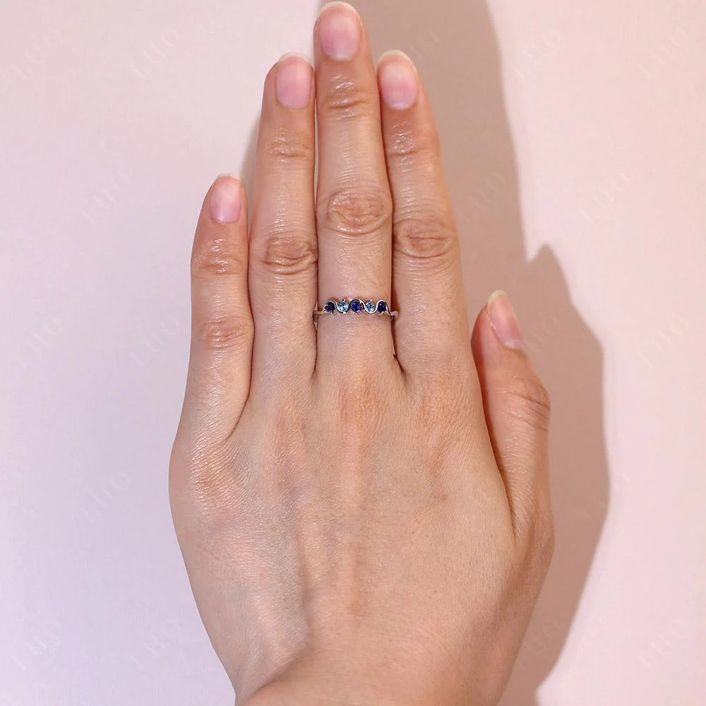 Sapphire and Swiss Blue Topaz Band Ring - Image 17