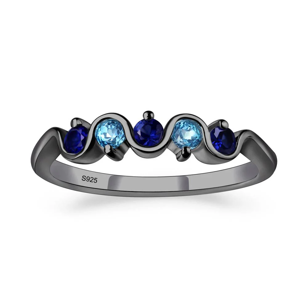 Sapphire and Swiss Blue Topaz Band Ring - Image 3