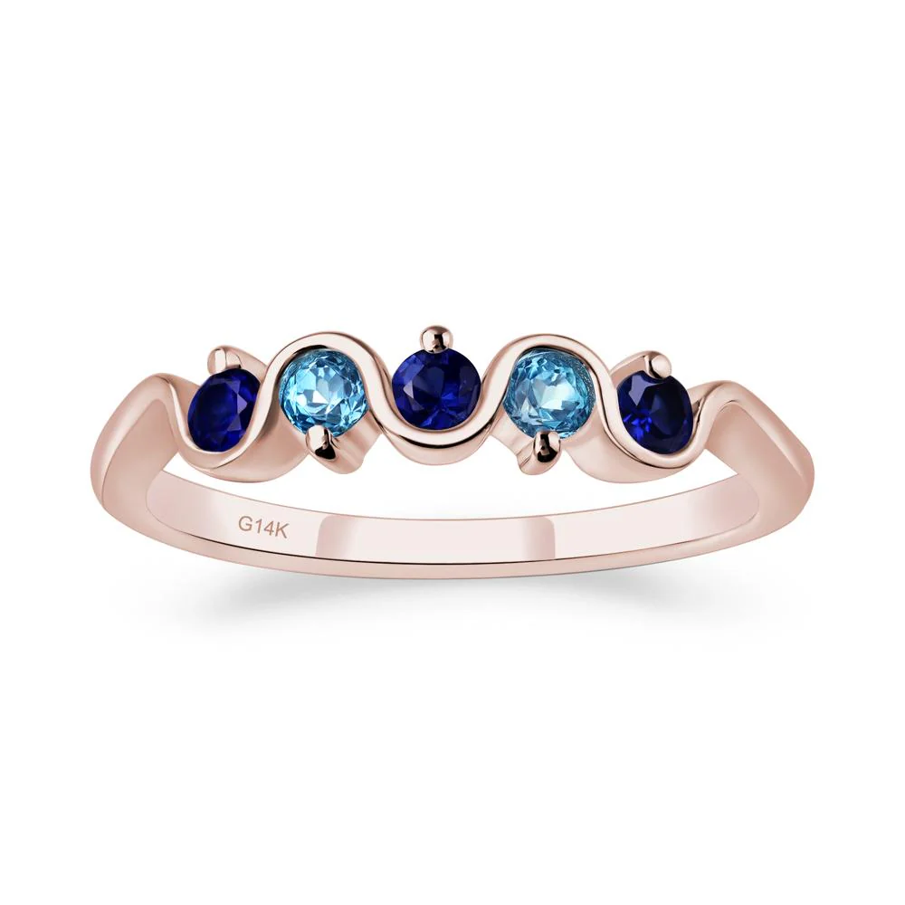 Sapphire and Swiss Blue Topaz Band Ring - Image 5