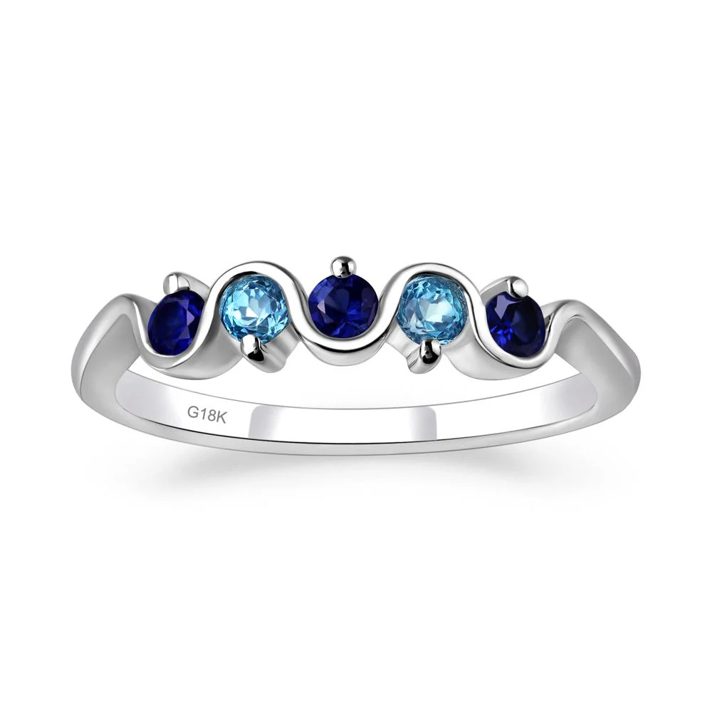 Sapphire and Swiss Blue Topaz Band Ring - Image 7