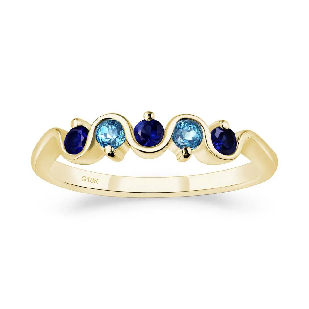 Sapphire and Swiss Blue Topaz Band Ring - Image 8
