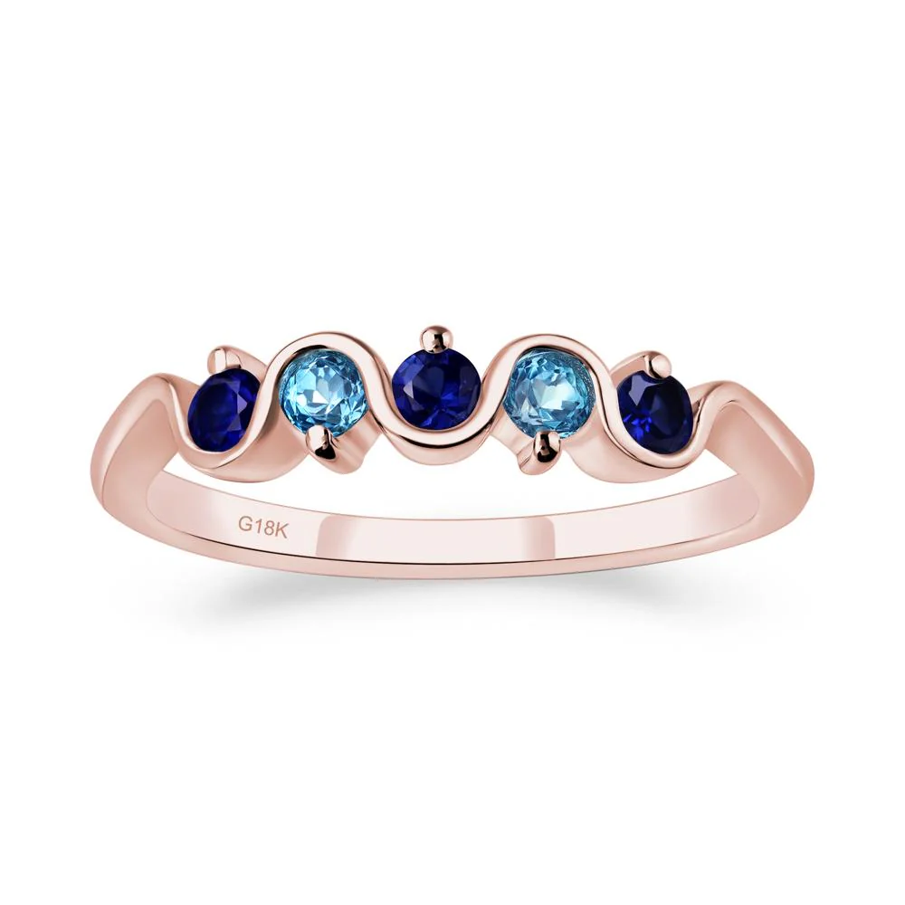Sapphire and Swiss Blue Topaz Band Ring - Image 9