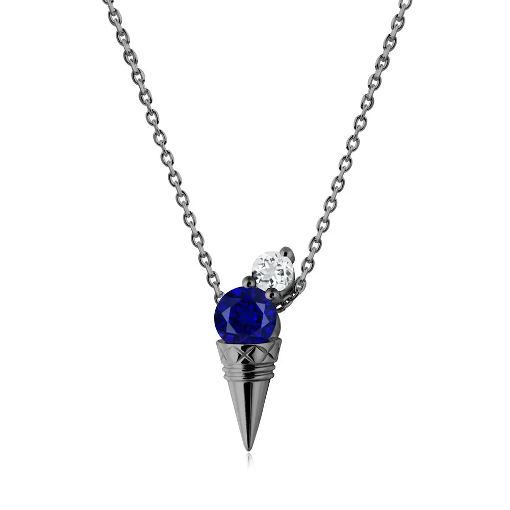 Sapphire and White Topaz Toi Et Moi Necklace