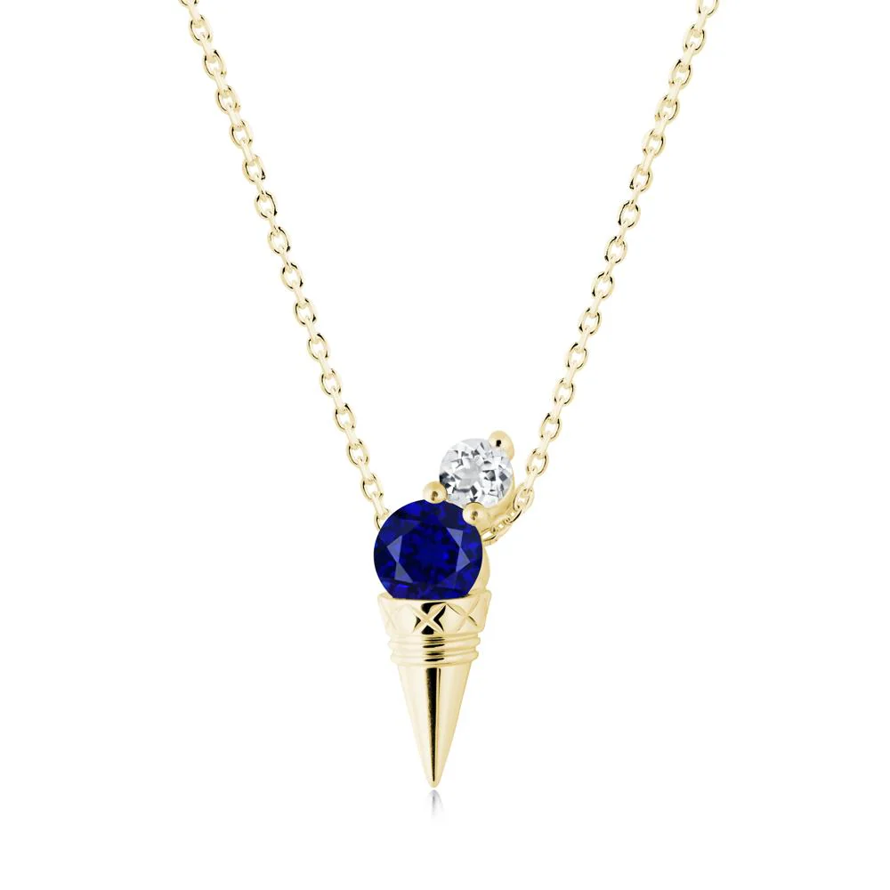 Sapphire and White Topaz Toi Et Moi Necklace - Image 2
