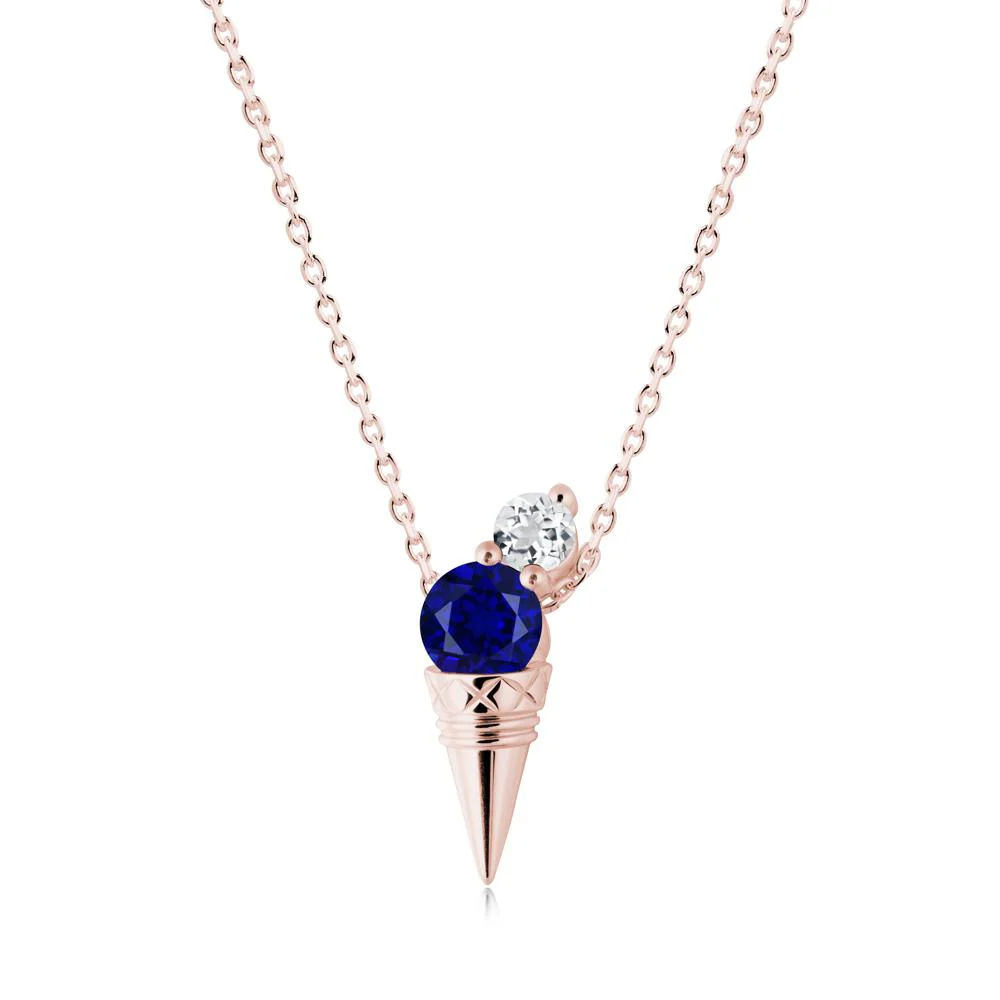 Sapphire and White Topaz Toi Et Moi Necklace - Image 3