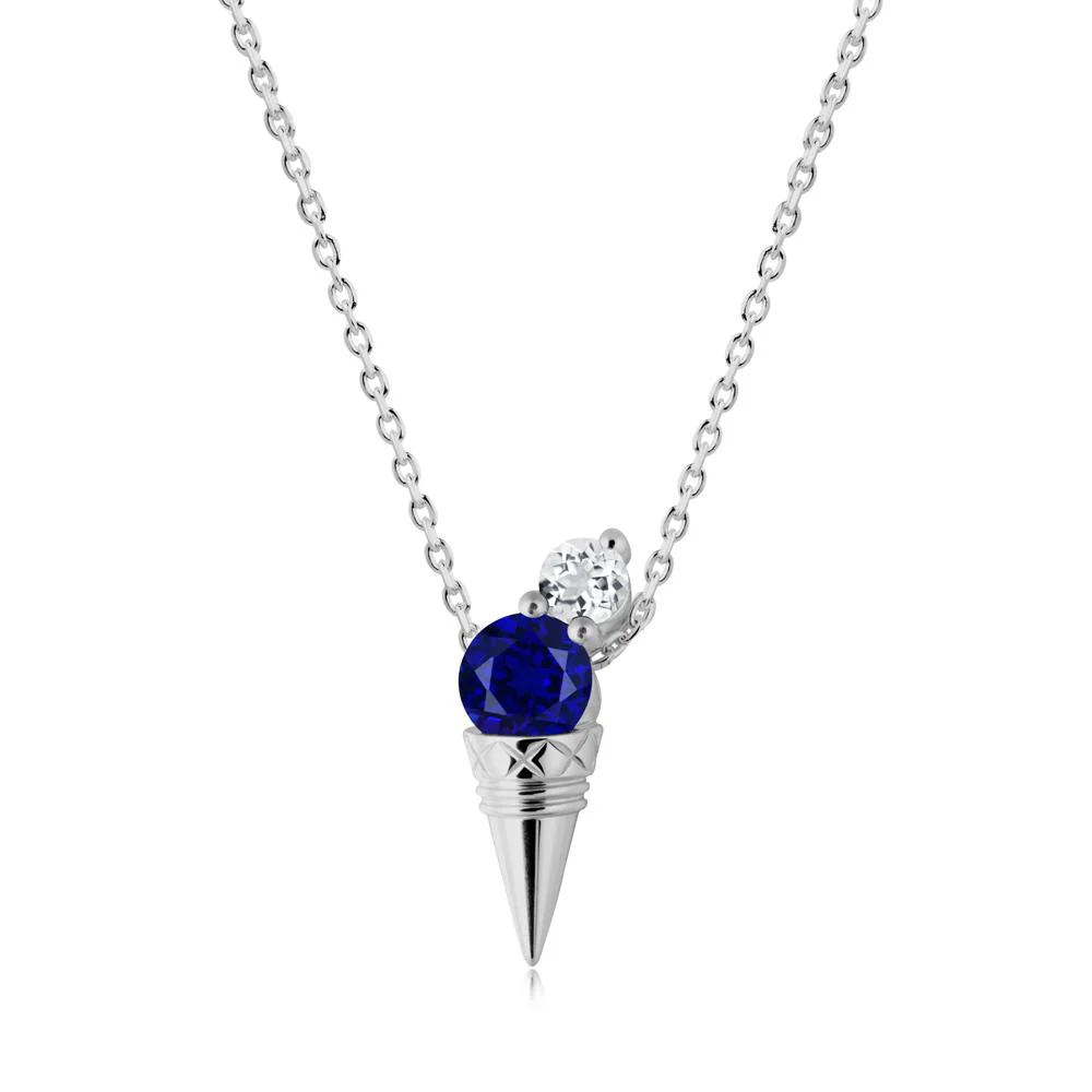 Sapphire and White Topaz Toi Et Moi Necklace - Image 7