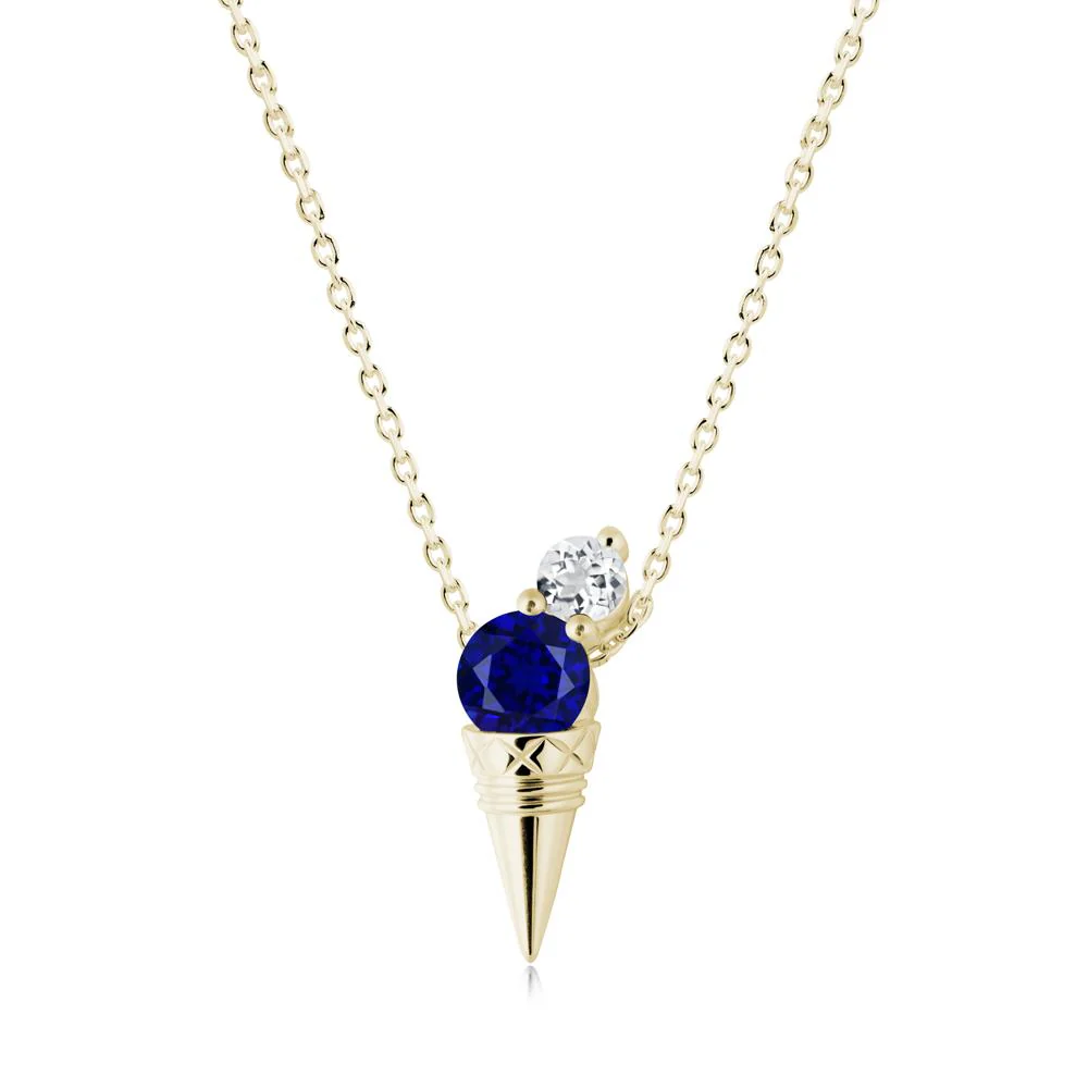 Sapphire and White Topaz Toi Et Moi Necklace - Image 9