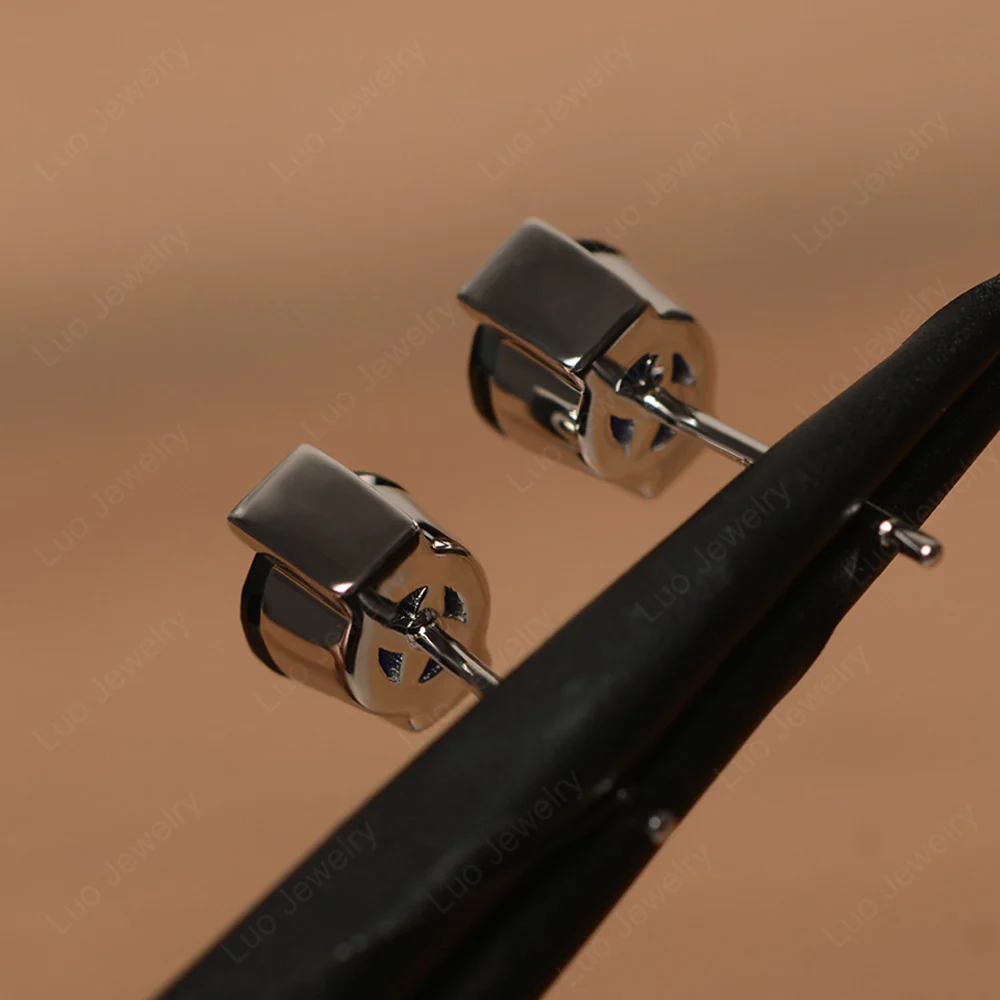 Sapphire Bezel Set Stud Earrings - Image 3