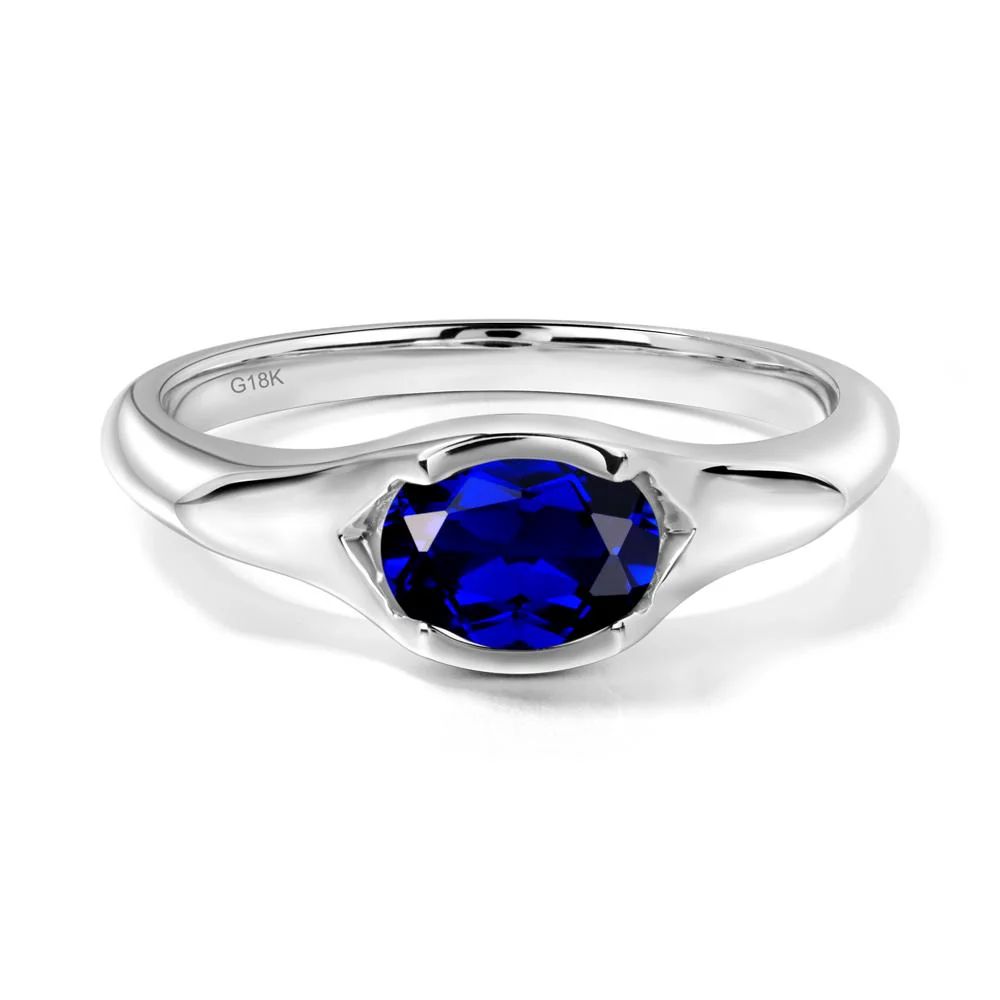 Sapphire Bezel Set Oval Engagement Ring - Image 5