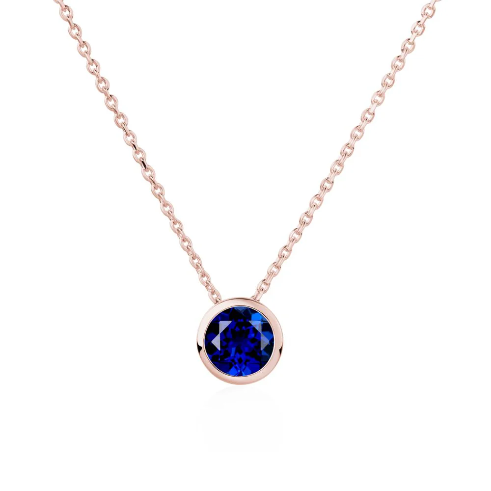 Sapphire Bezel Solitaire Necklace - Image 4