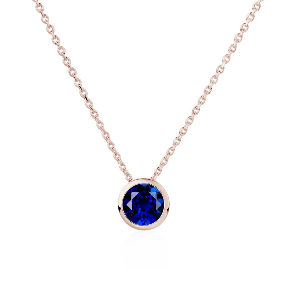 Sapphire Bezel Solitaire Necklace - Image 6