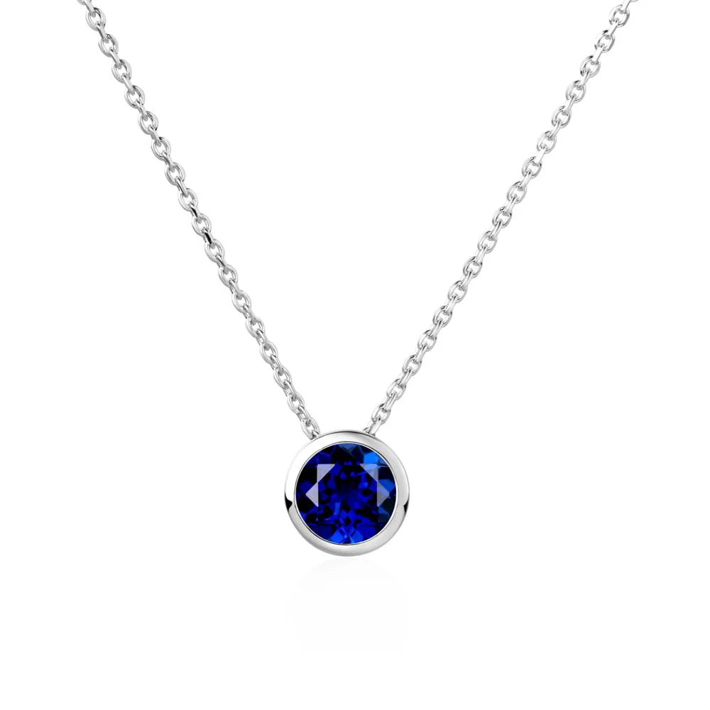 Sapphire Bezel Solitaire Necklace - Image 9
