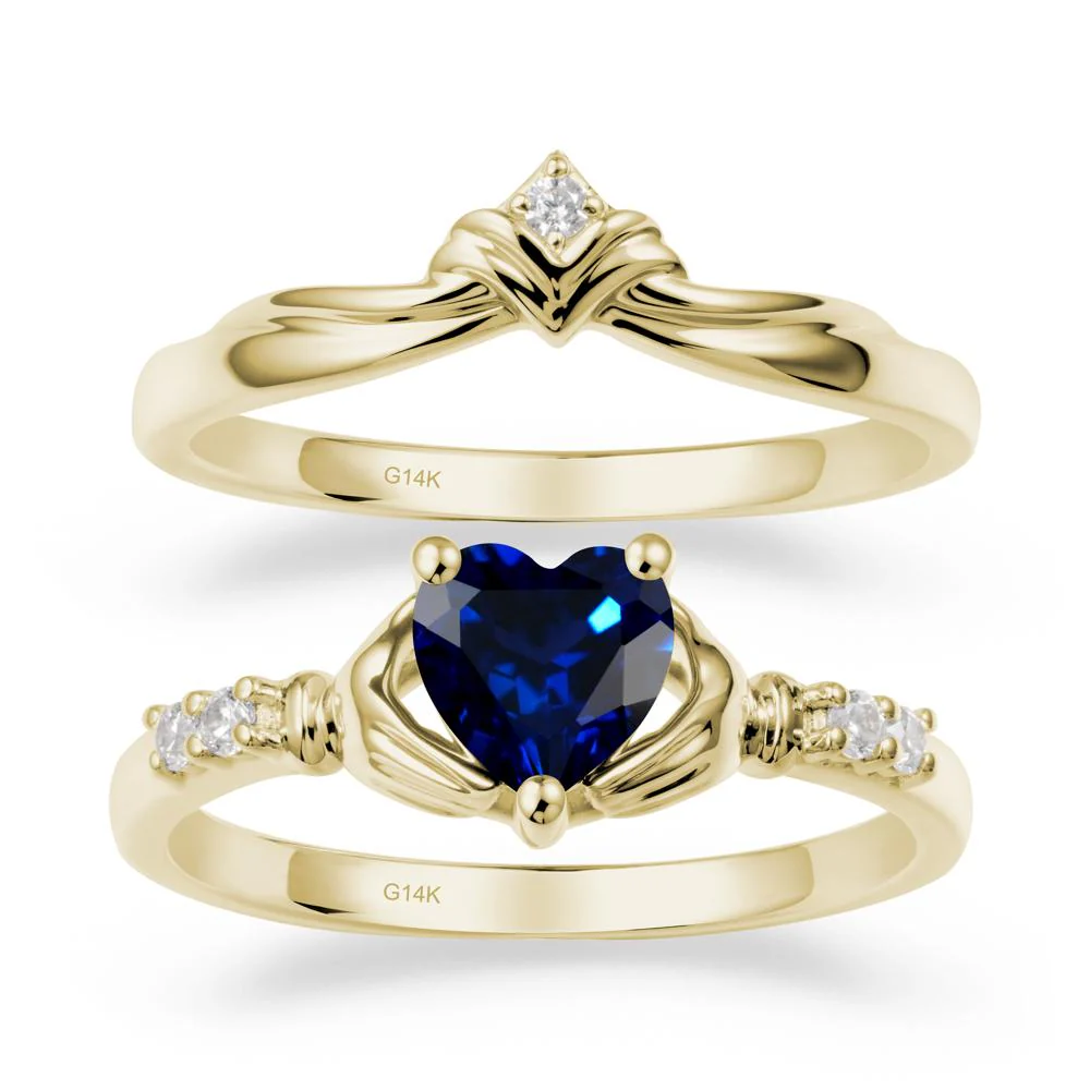 Sapphire Claddagh Engagement Ring Sets - Image 4
